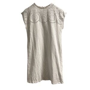 Boden Dress Womens 6 White Cotton Eyelet Detail Sheath Midi Feminine Graduation